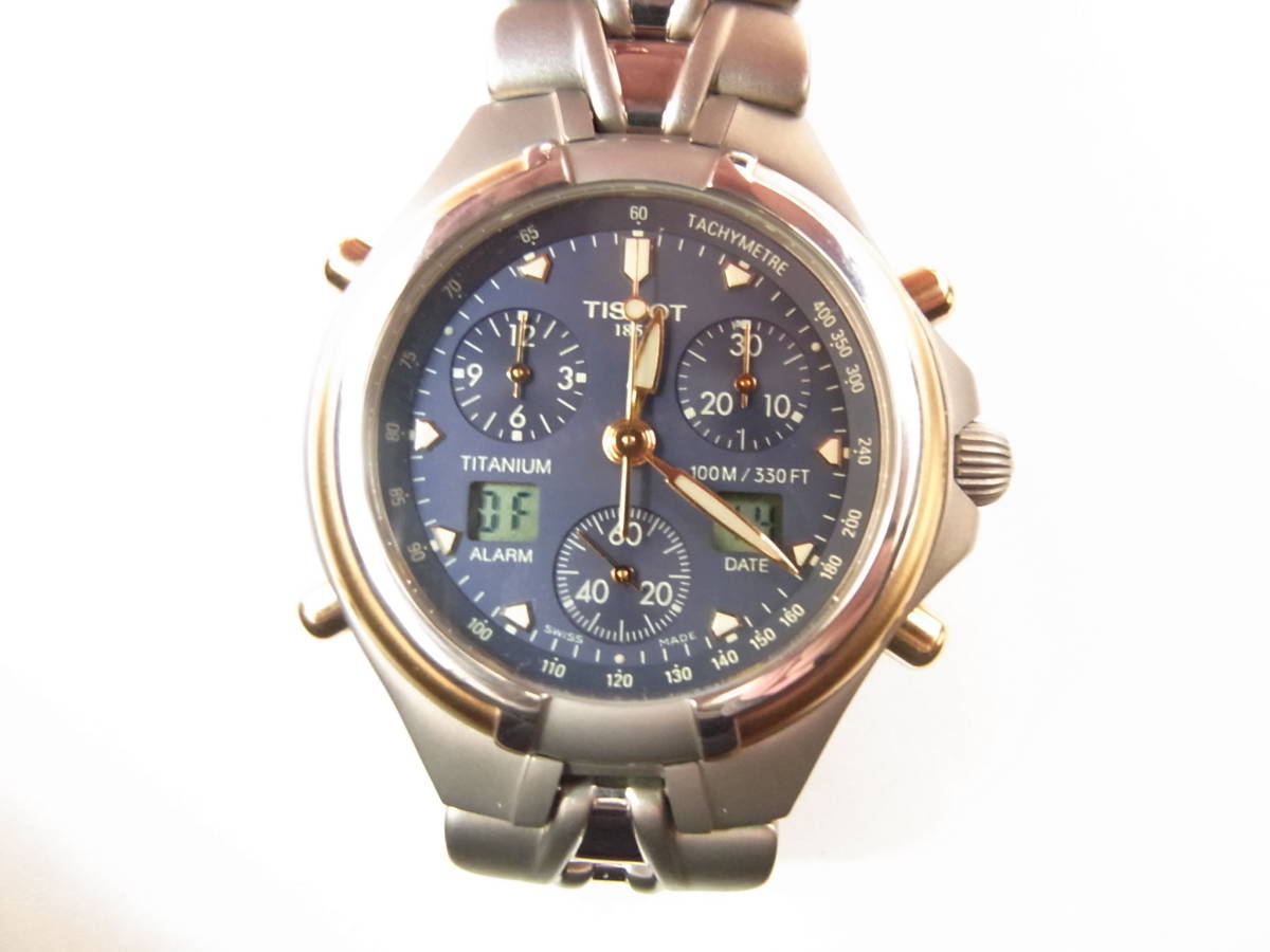 TISSOT 難あり クロノアラーム クオーツクロノグラフ チタン 稼働
