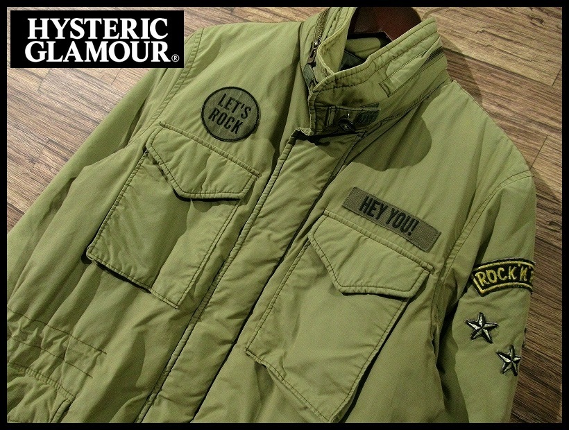 ◆ HYSTERIC GLAMOUR ヒステリックグラマー プリマロフト 中綿 ワッペン付き M-65 ミリタリー ジャケット フィールド 防寒 カーキ M