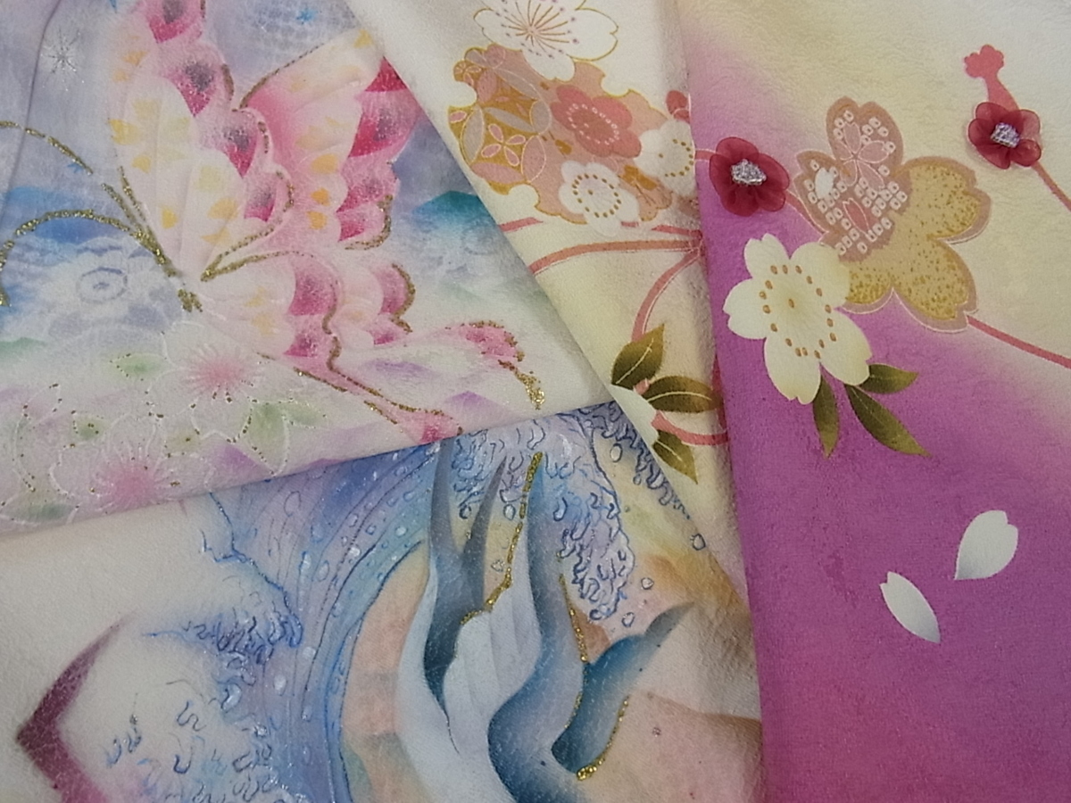 暈し染め 金彩 逸品 駒刺繍 正絹 金銀彩 花美人着物□豪華振袖