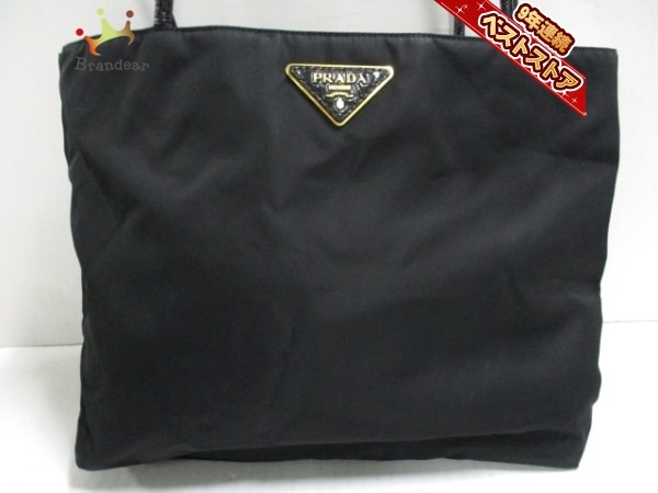 プラダ PRADA トートバッグ ナイロン エナメルレザー 黒 エナメル