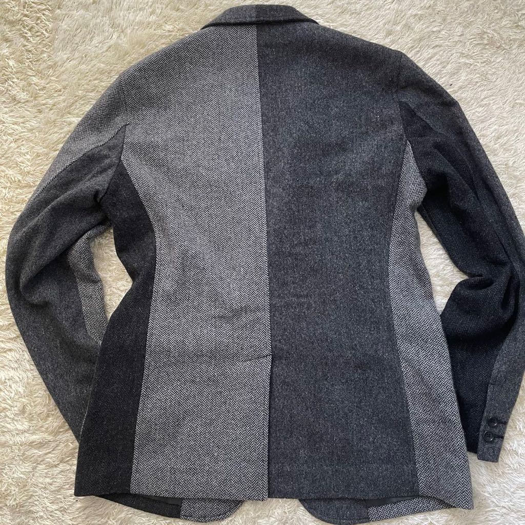 美品 ビームス ウールツイード パッチワーク テーラードジャケット M ネイビー BEAMS PLUS（ビームスプラス）の「BEAMS PLUS / ハリスツイード パッチ