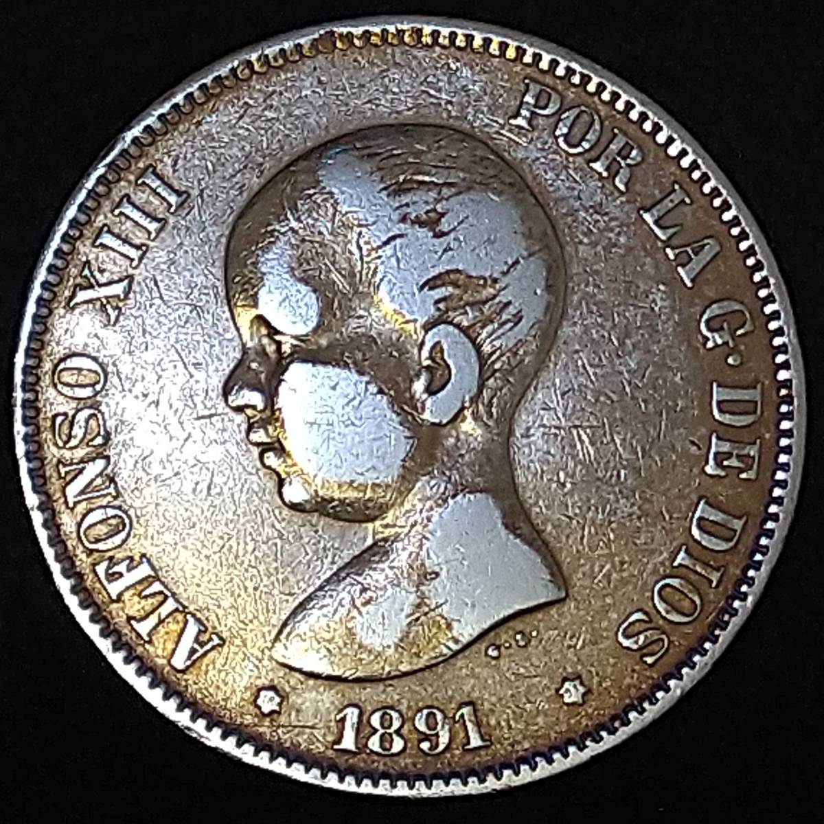 5ペセタ | 1891年 - オリジナルスペイン銀貨 スペイン Yahoo