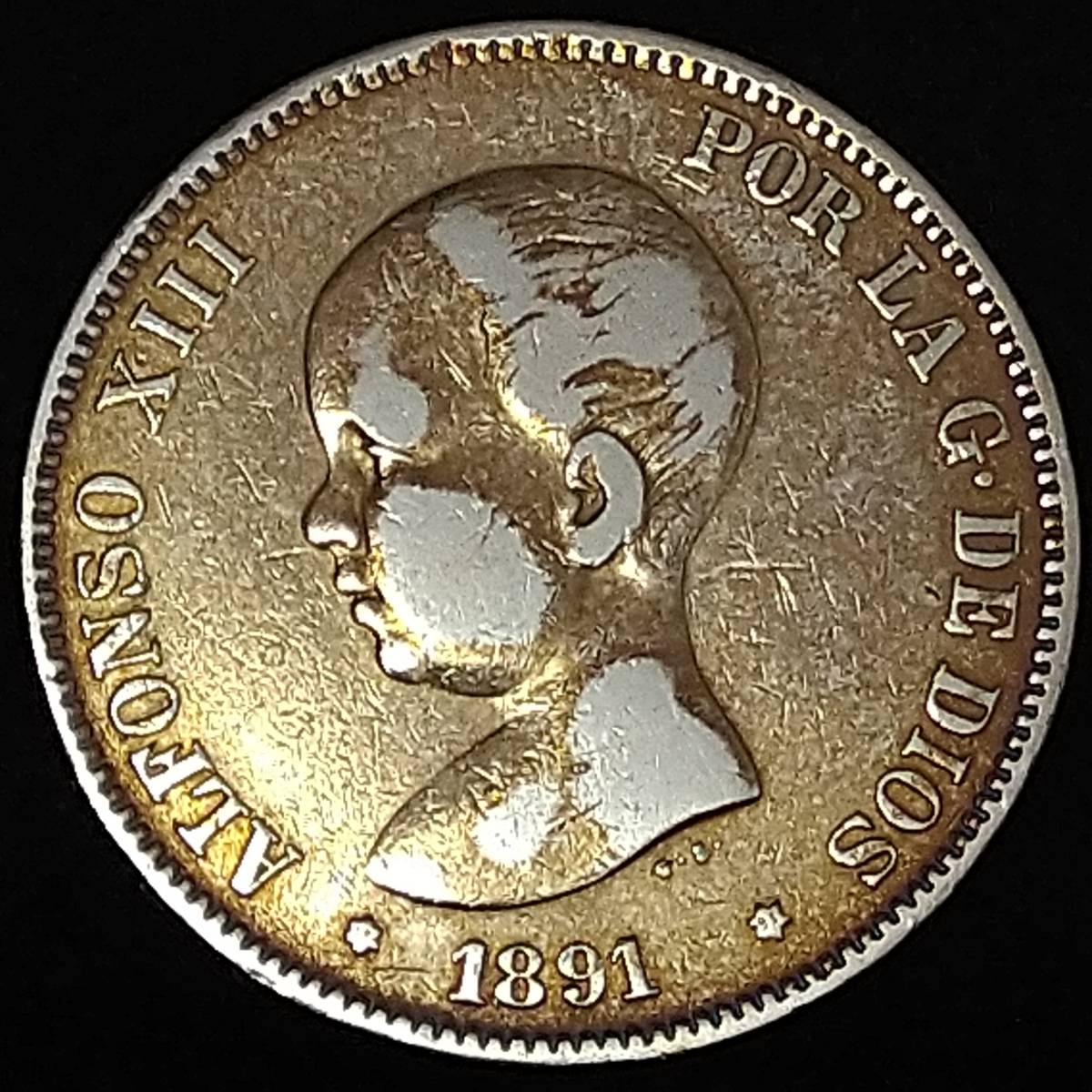 5ペセタ | 1891年 - オリジナルスペイン銀貨 スペイン Yahoo