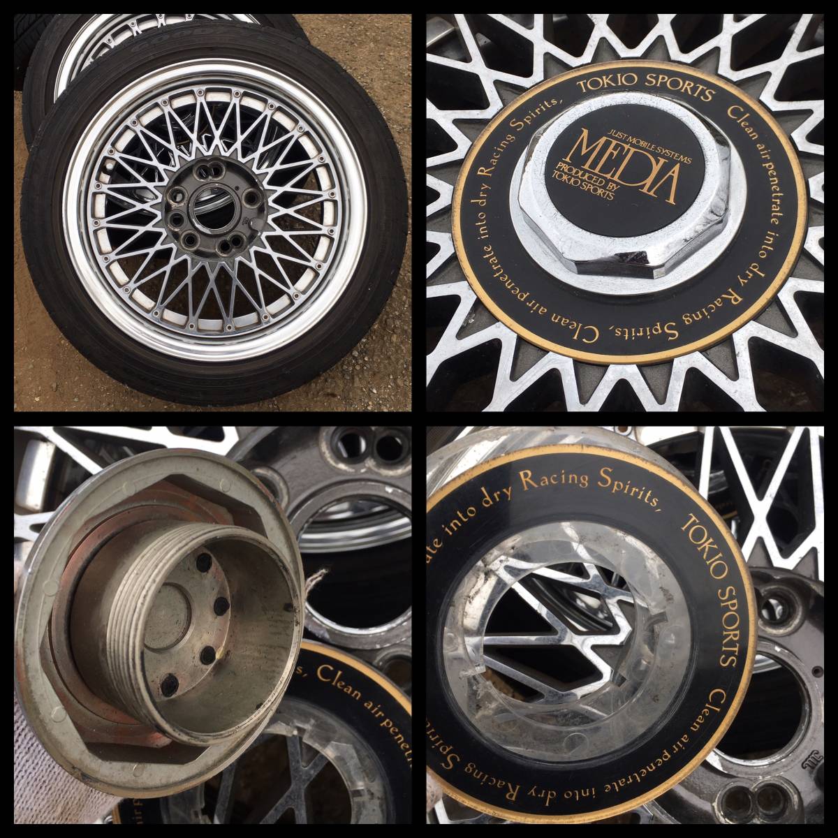旧車 15インチ 114.3 マルチ タイヤ付】メッシュホイール 