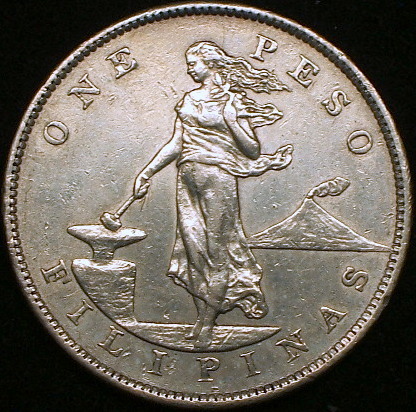 米領フィリピン大型銀貨】(1903年銘 27.0g) 新1円銀貨 古銭 小型