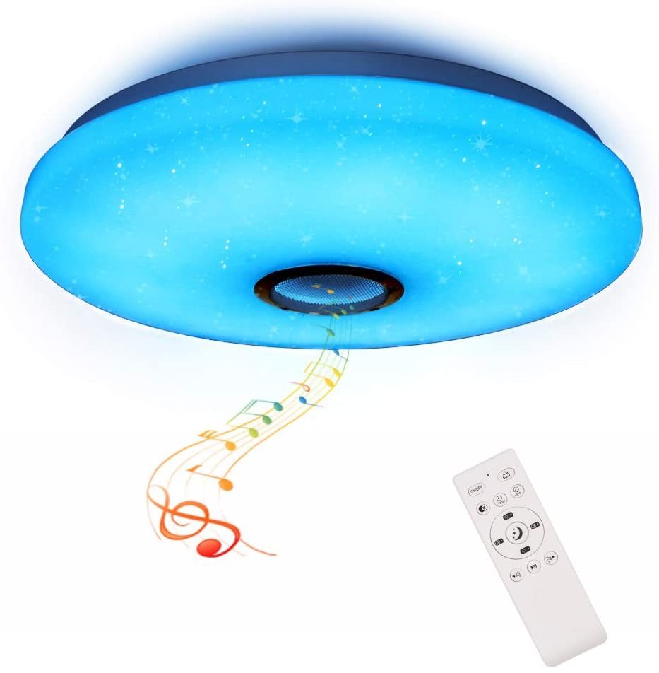■新品■Horevo LEDシーリングライト 照明器具 天井 星空効果 Bluetooth スピーカー 8畳 調光 調色