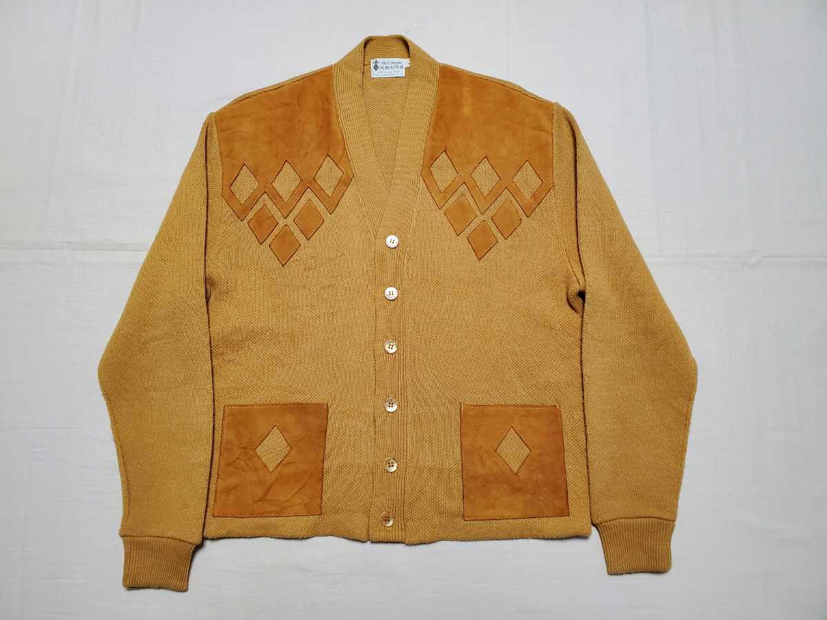 1点モノ 60´s 70´s ヴィンテージ USA ダイヤモンド柄 レザー 切り替え 