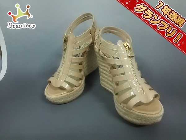 ジミーチュウ サンダル 36 レディース ベージュ ウェッジソール