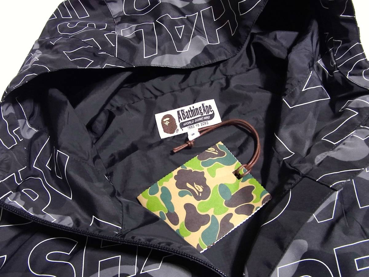 A BATHING APE エイプ TEXT COLOR CAMO LONG LENGTH HOODIE JACKET S 