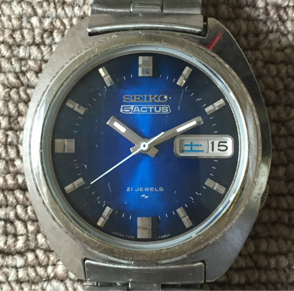 即決！ セイコー ファイブアクタス 9面カット 純正ブレス 1975年
