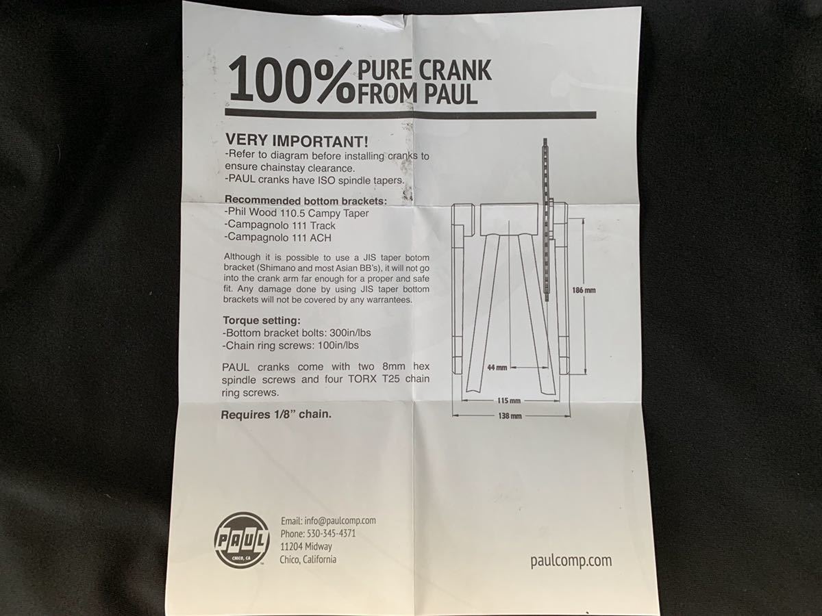 □Paul Component 100% Pure Road Crank□ポール クランク bluelug 
