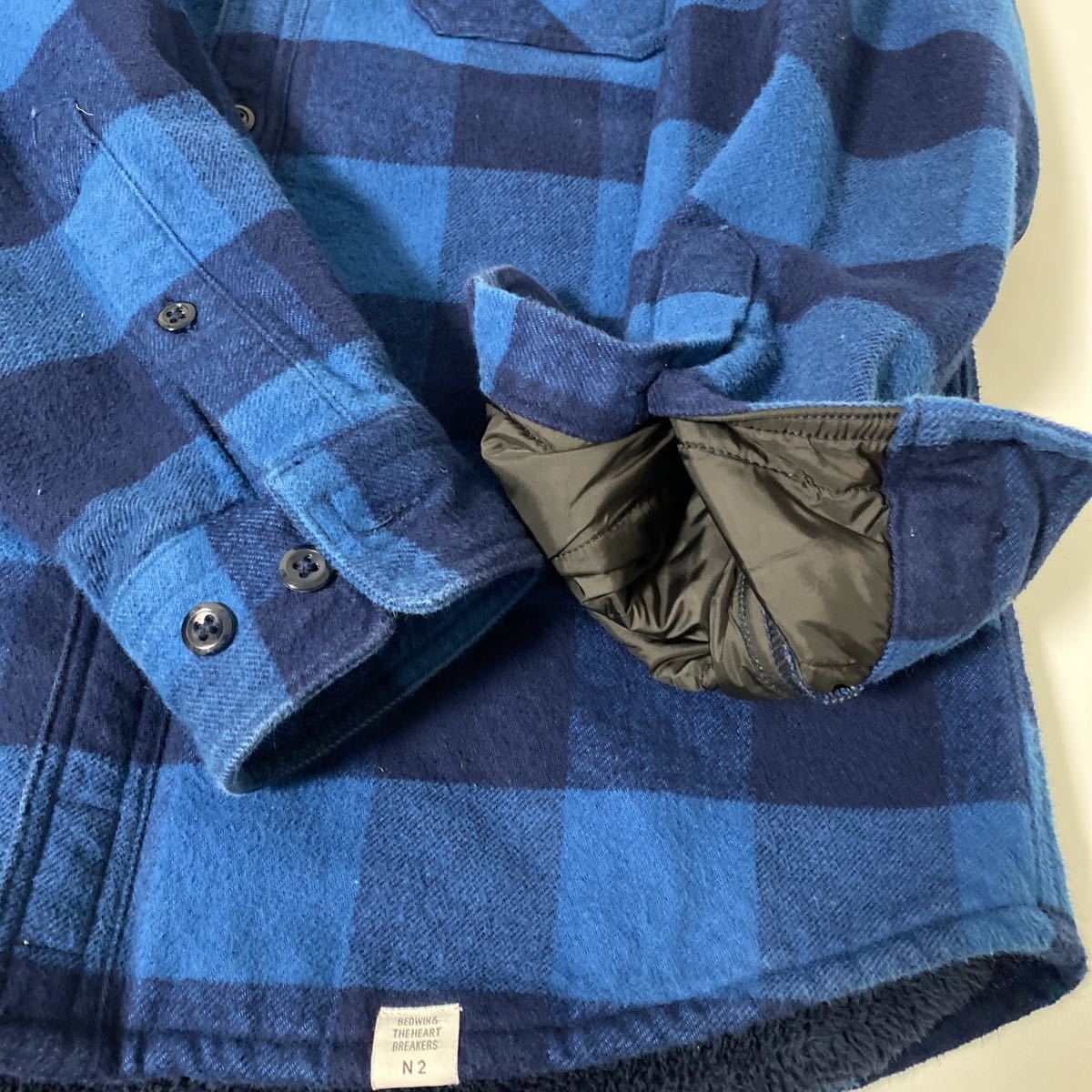 美品 BEDWIN 中綿 裏地 フリース ボア バッファロー チェック シャツ 