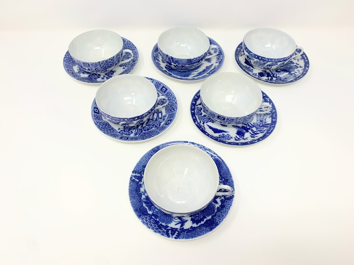 未使用【日本特製 鳳凰 透かし芸者カップ&ソーサー 6客】エッグシェル