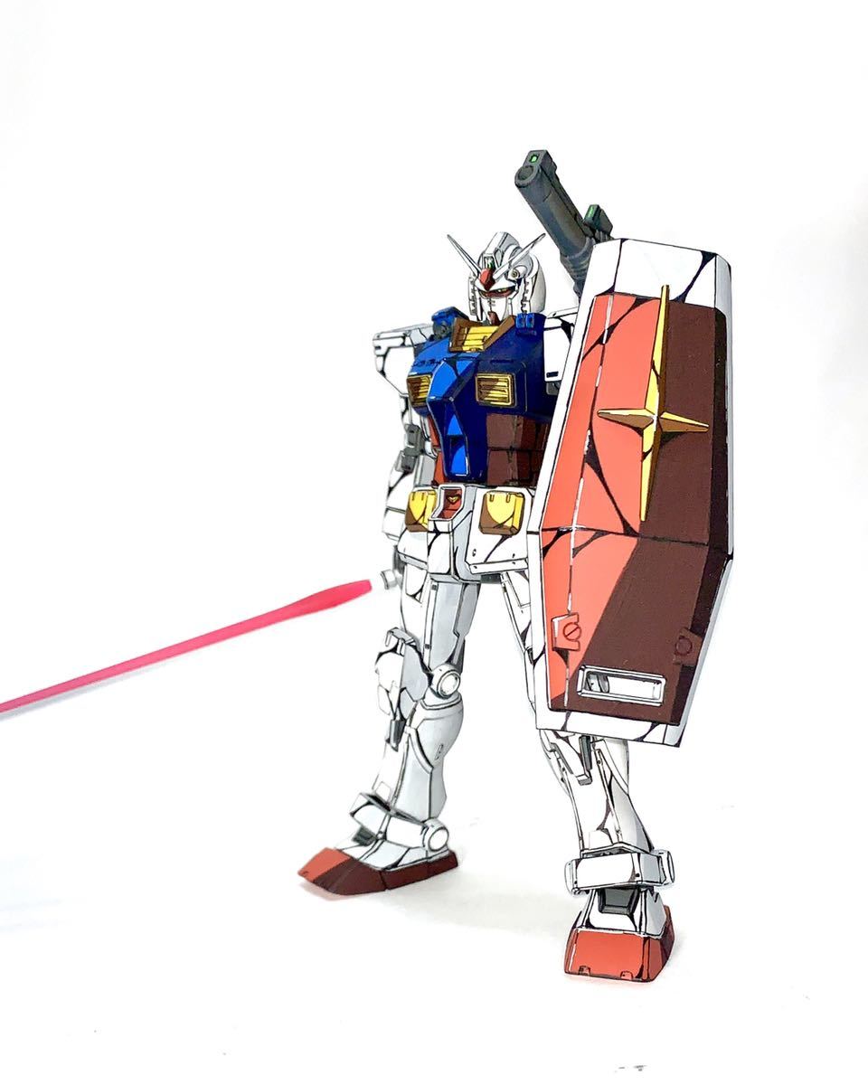 HG ガンダム 塗装済み完成品 アニメ塗り リペイント 二次元色 完成品 HG RX-78-02 オリジン ガンダム 塗装済み完成品 イラスト風模型