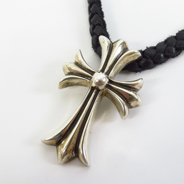 CHROME HEARTS/クロムハーツ スモールCHクロスペンダントwレザー