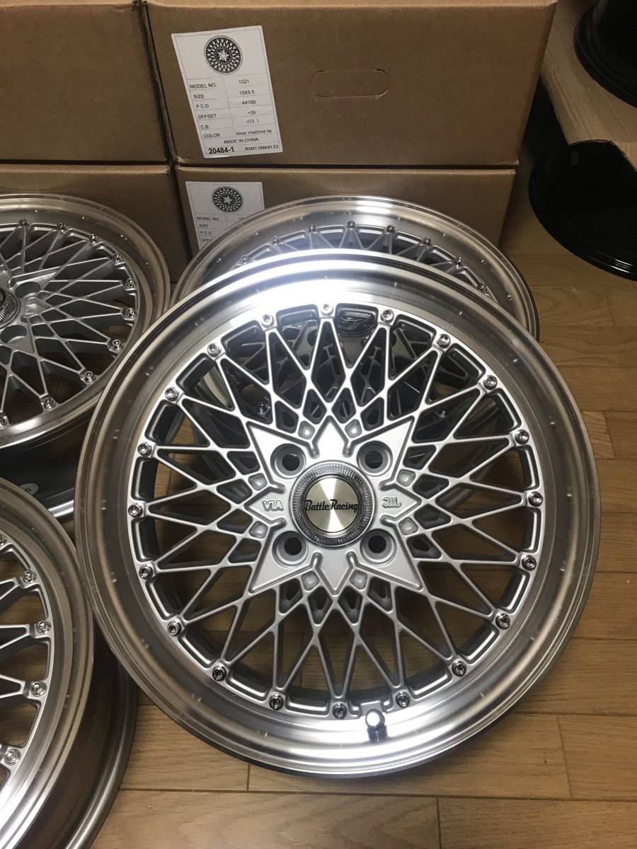 旧車 改造車 街道レーサー 走り屋 15×5.5J/+35/PCD100 メッシュ 
