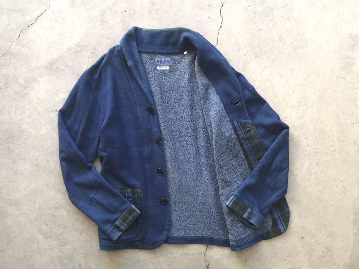 BLUE BLUE JAPAN ショールカラー仕様 インディゴ染め 裏起毛スウェット