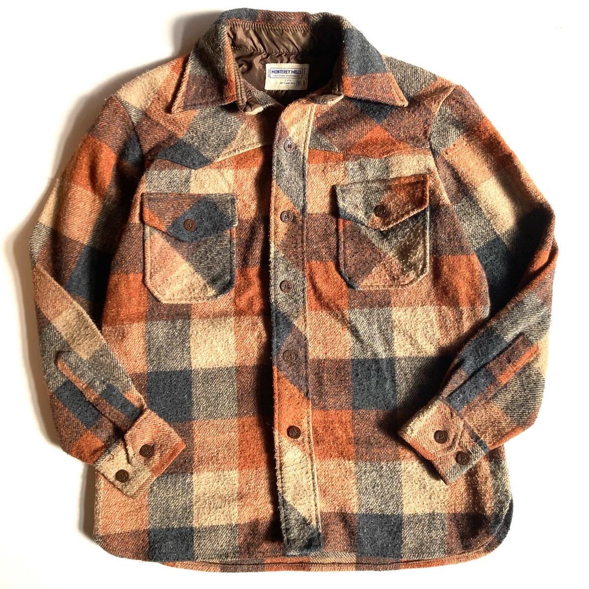 送料無料，限定SALE 70s MONTEREY MILLS CPO チェック ウールシャツ ビンテージ オールドウールジャケット(Mサイズ)｜売買されたオークション情報、yahooの商品情報をアーカイブ公開 - オークファン 長袖シャツ一般