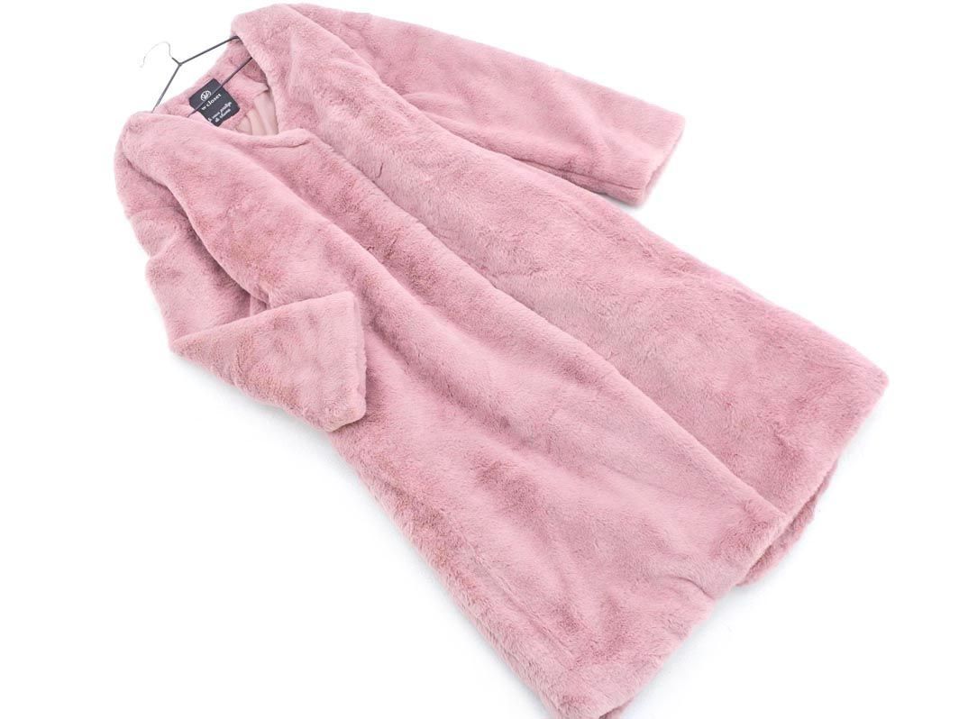 w closet ダブルクローゼット フェイクファー ノーカラー コート sizeF 