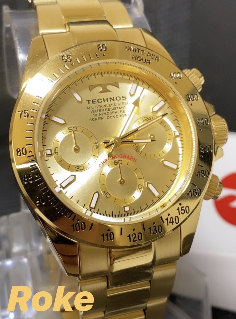 新品 テクノス TECHNOS 正規品 クロノフラフ 腕時計 フルゴールド 