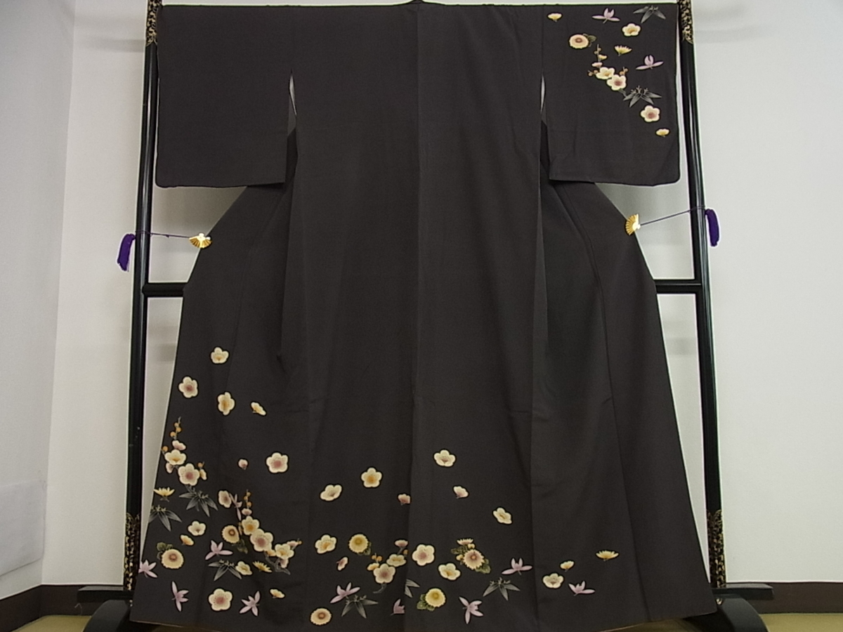 花美人着物□訪問着 枝梅文 舞花文 金彩 やまと誂製 逸品