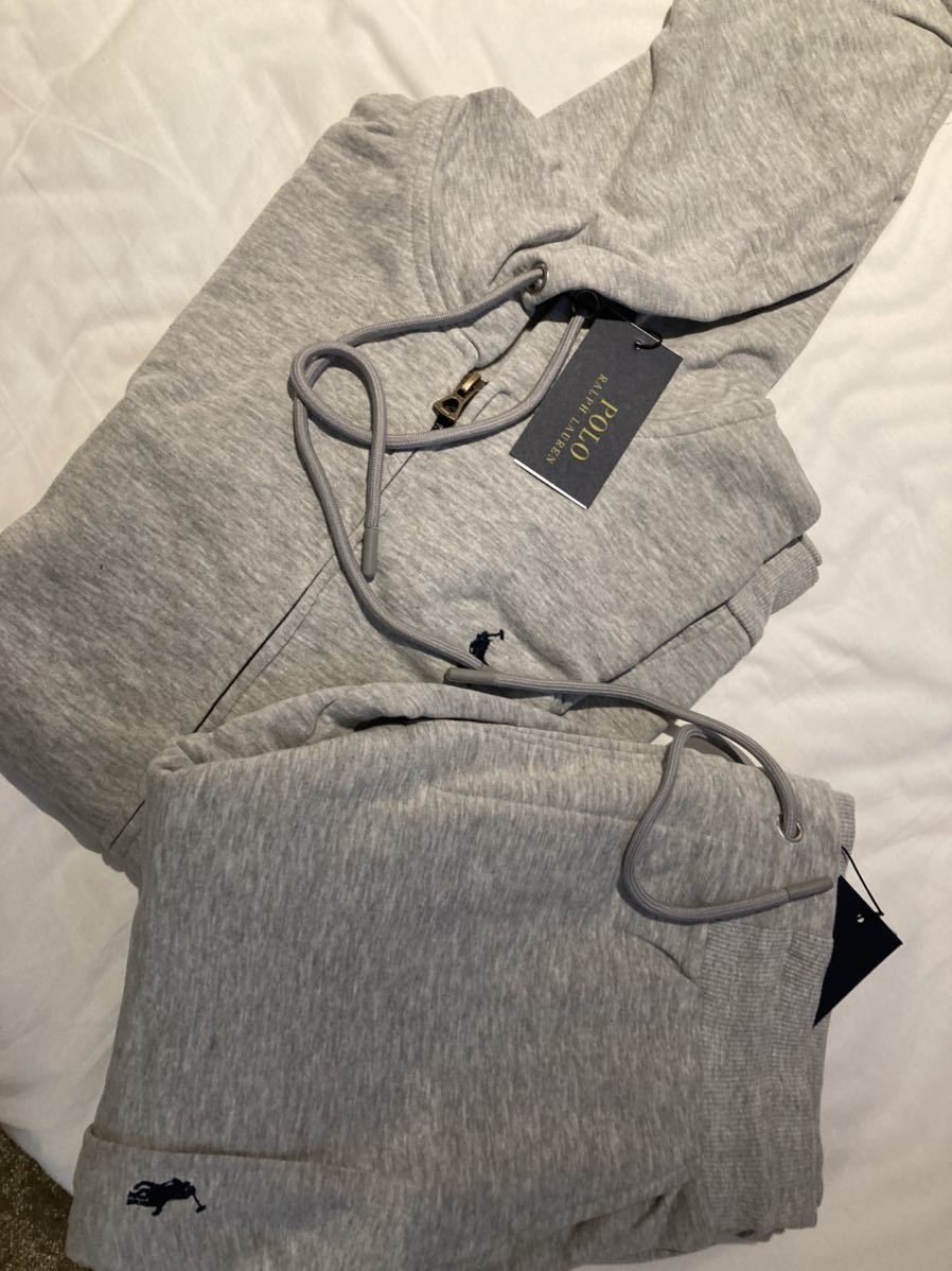 1円開始 人気ラストXLサイズ、グレー！Ralph Laurenセットアップ未使用ジャージ・スウェット&パンツ　パーカー