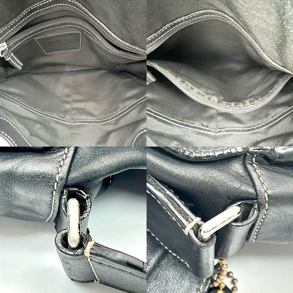 1円 本物 コーチ F70105 レザー ショルダーバッグ 焦げ茶系