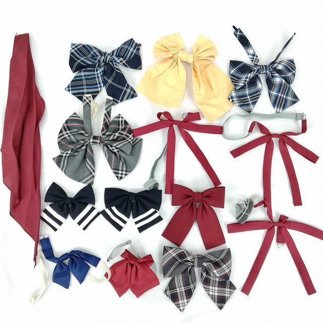 1円 中古 制服 学生 14点セット 学生必須アイテム ネクタイ リボン ベルト スカーフ いろいろ詰合 KK0696