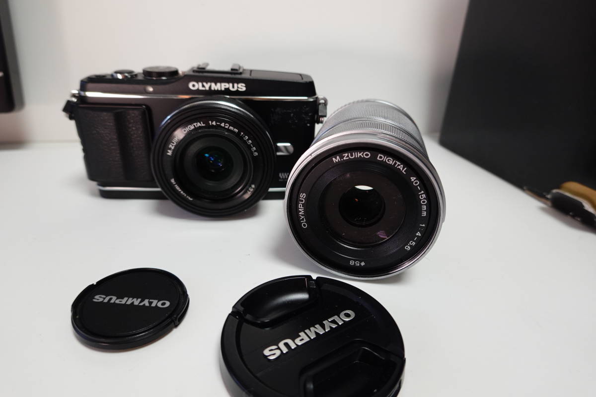 S019)OLYMPUS PEN mini E-PM2 レンズキット ブラック 14-42mm F3.5-5.6