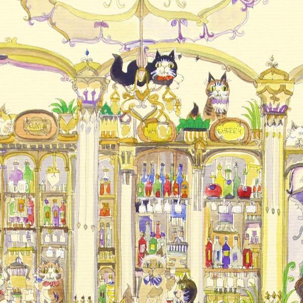 真作】【WISH】ダイアン・エルソン 水彩 ◇猫たち貴重作 〇