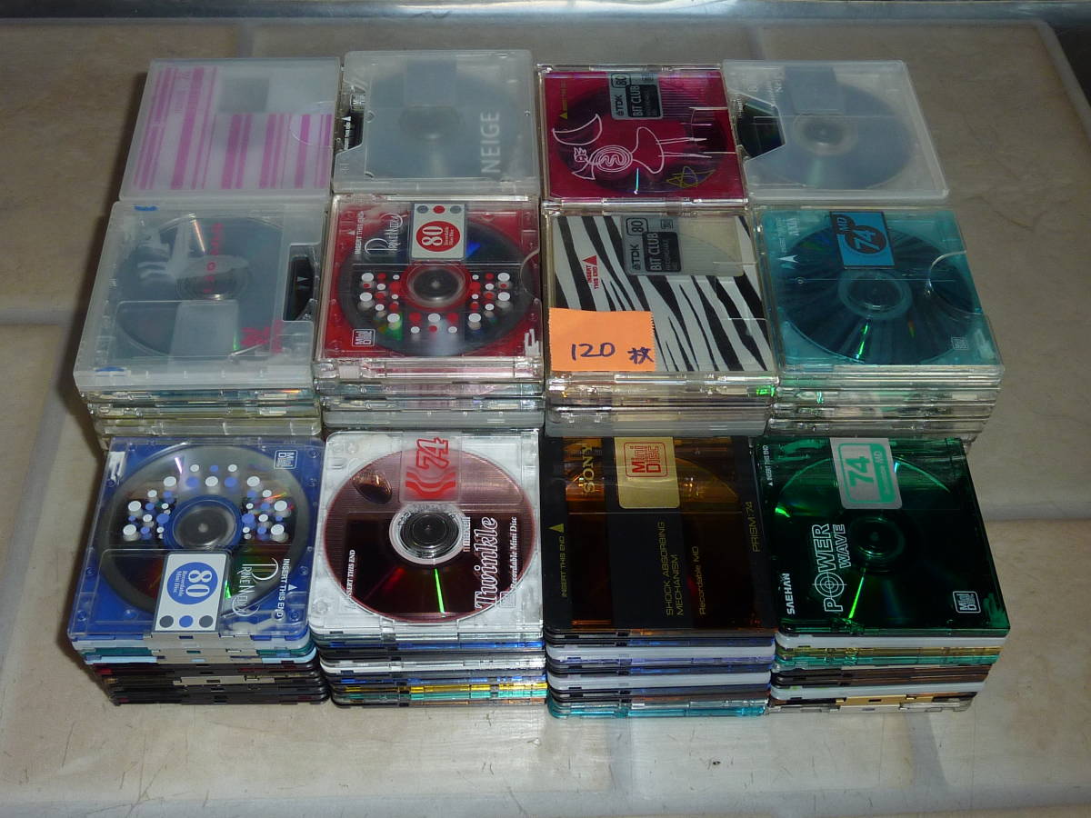 MDディスク　120枚まとめて 　中古 MD ミニディスク 中古 ※中古使用済・録音済、動作未確認 MD録音済みディスク77 録音済みカセットテープの値段と価格