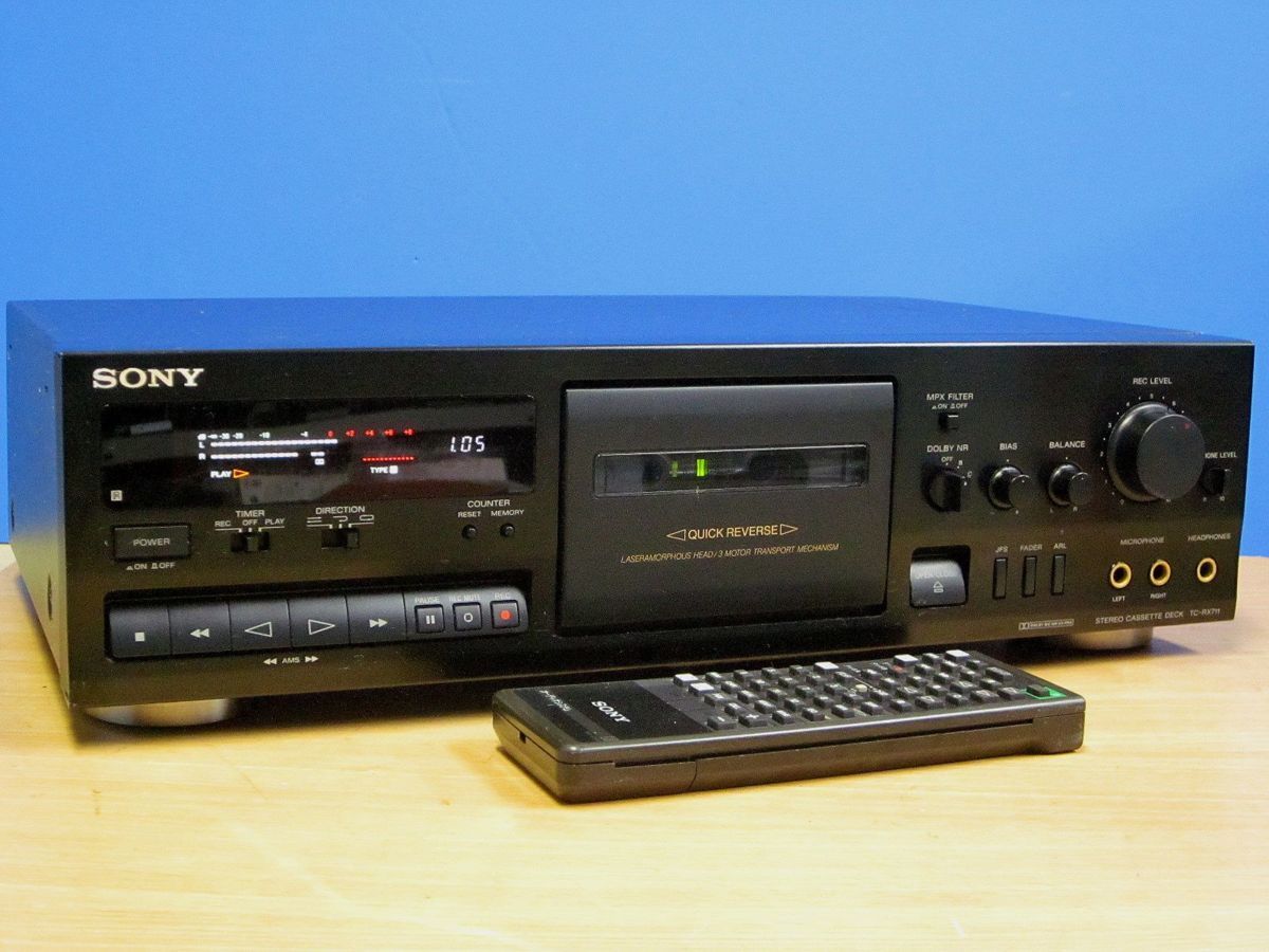 SONY★メンテ済 動作良好★高音質 カセットデッキ★簡易リモコン付★TC-RX711