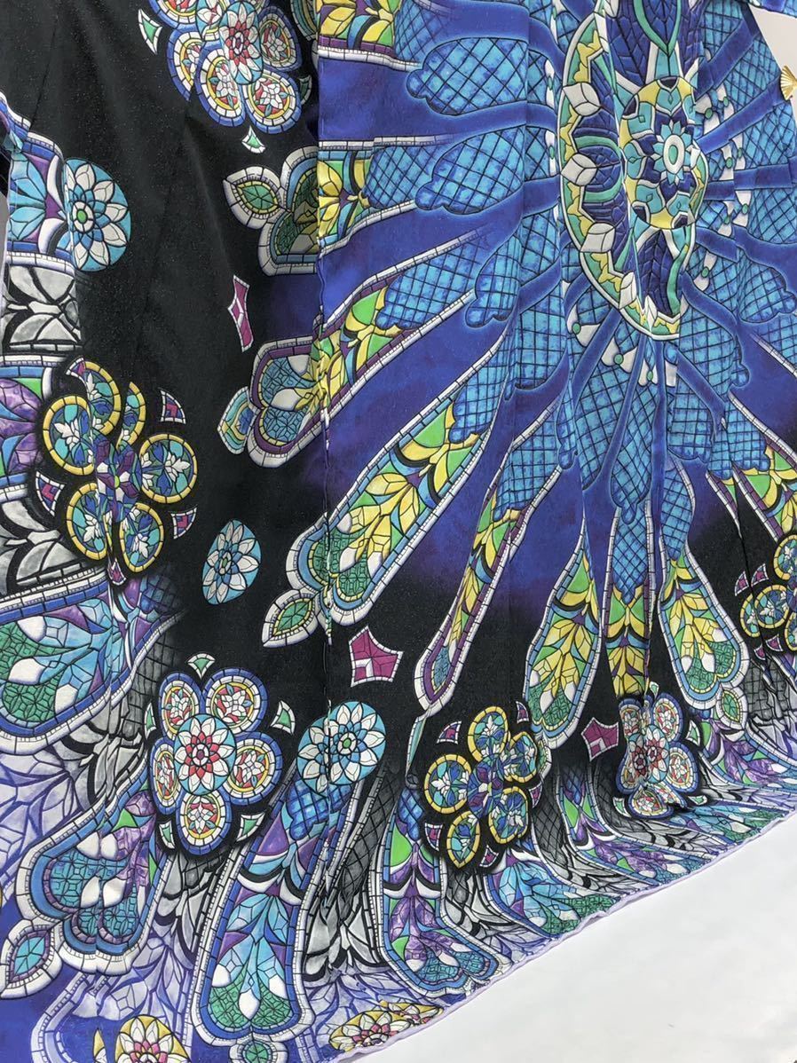 ストラスブール大聖堂 銀通し 訪問着 仮絵羽 未仕立て品 ステンドグラス 正絹 ストラスブール大聖堂 銀通し 訪問着 仮絵羽 未仕立て品 ステンド