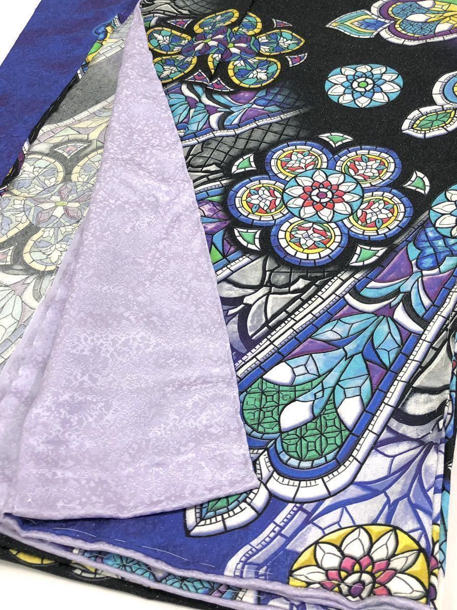 ストラスブール大聖堂 銀通し 訪問着 仮絵羽 未仕立て品 ステンドグラス 正絹 ストラスブール大聖堂 銀通し 訪問着 仮絵羽 未仕立て品 ステンド