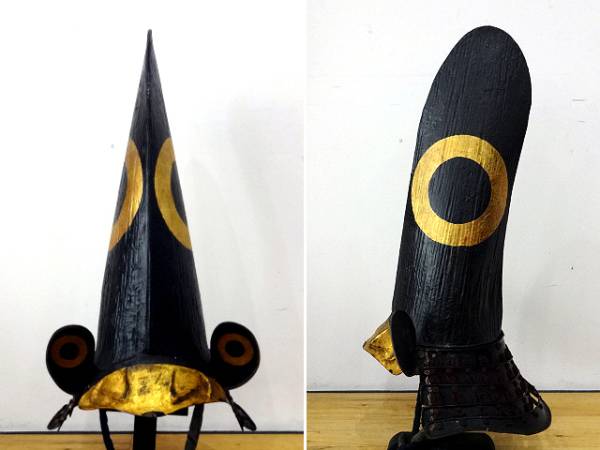 ◆嵐◆江戸時代 鉄地乾漆造 長烏帽子形兜 加藤清正 高さ：66cm