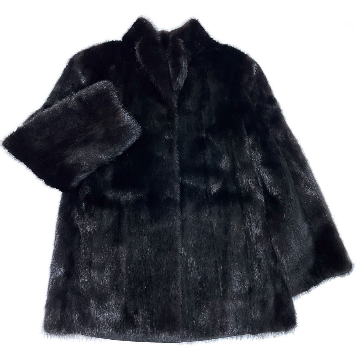 美品◇SAGA MINK サガミンク◇ブラックミンク リアルファー 本毛皮