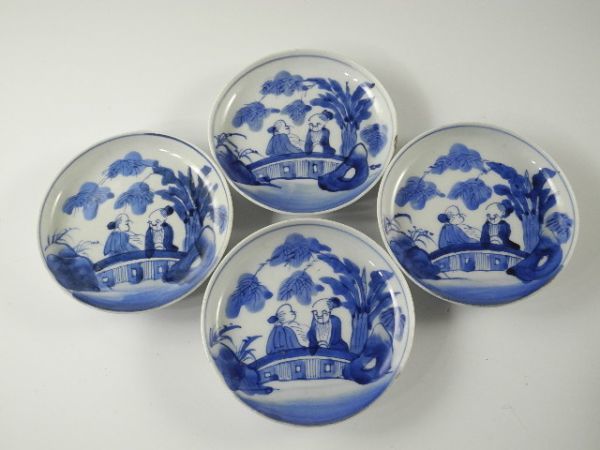  匠 古伊万里 染付 唐人物文 皿 4客 11.5cm 江戸期 27s304(染付)｜売買されたオークション情報、yahooの商品情報をアーカイブ公開 - オークファン 伊万里、有田