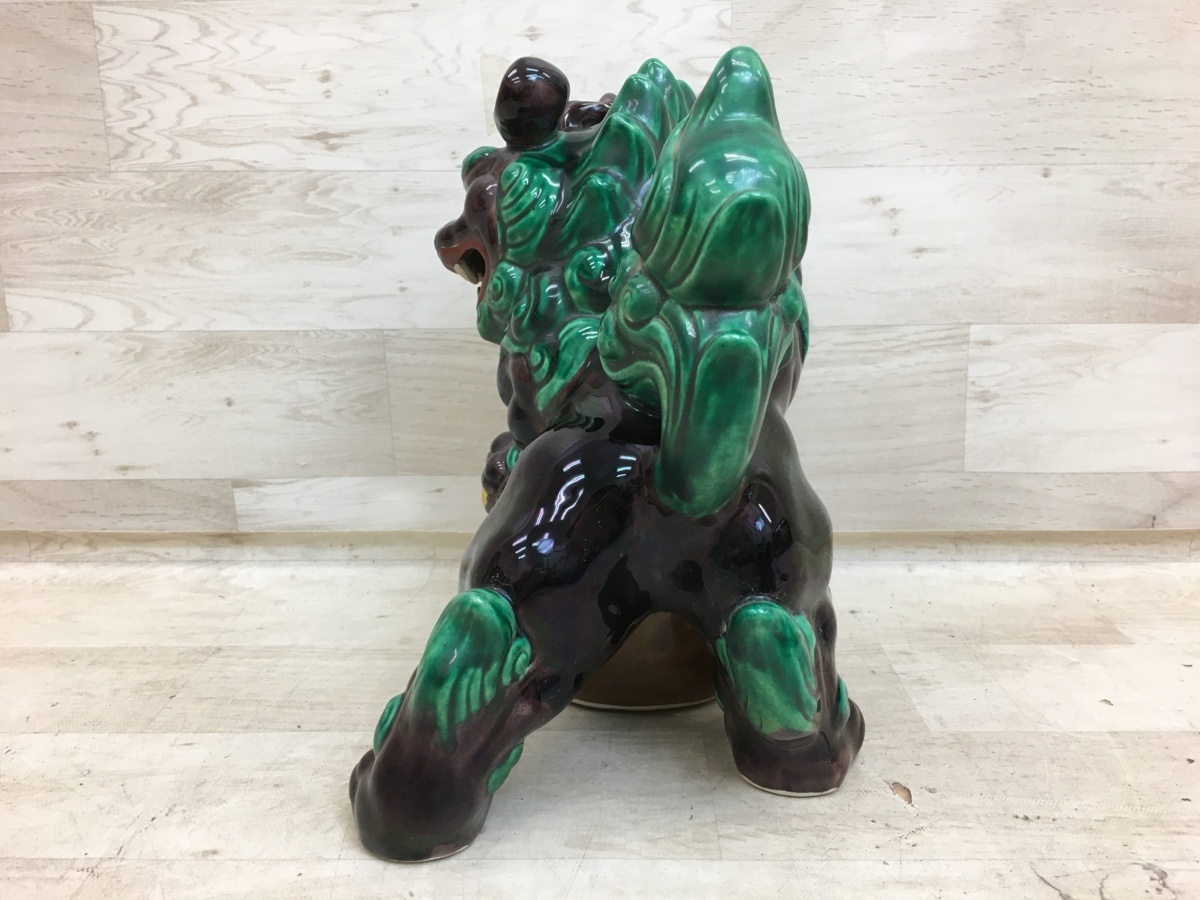 〇横浜店〇【置物】九谷焼 糠川清章 玉乗り獅子 玉獅子 唐獅子