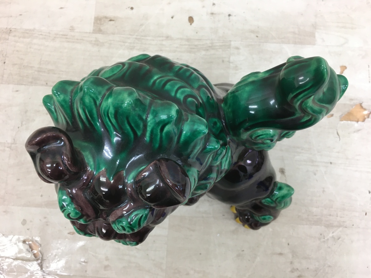 〇横浜店〇【置物】九谷焼 糠川清章 玉乗り獅子 玉獅子 唐獅子