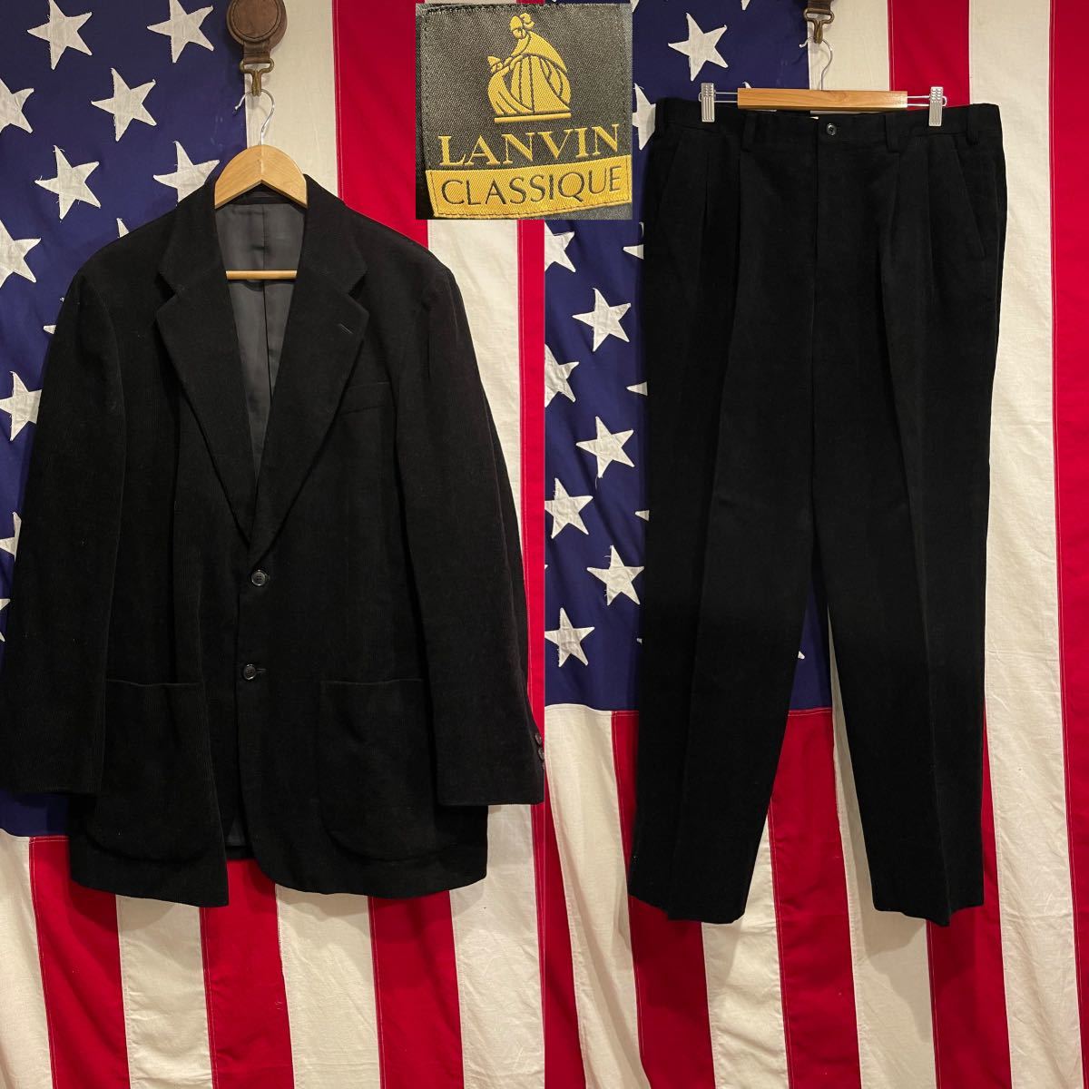 豊富な，2026 ランバン LANVIN シングルスーツ ブラック 黒 メンズ コーデュロイ メンズスーツ(男性用)｜売買されたオークション情報、yahooの商品情報をアーカイブ公開 - オークファン 男性用