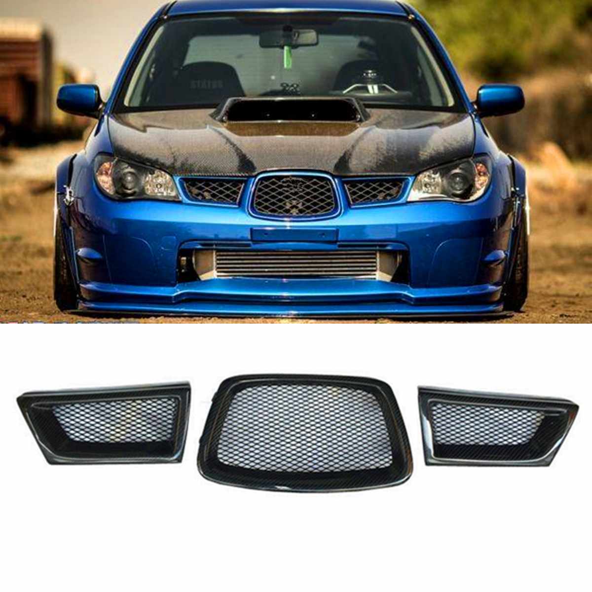 インプレッサ　WRX STI GDB 鷹目　カーボン　メッシュグリル 3点セット SALE!!【新品】汎用品| GDA GDB WRX STi インプレッサ 軽量カーボン製