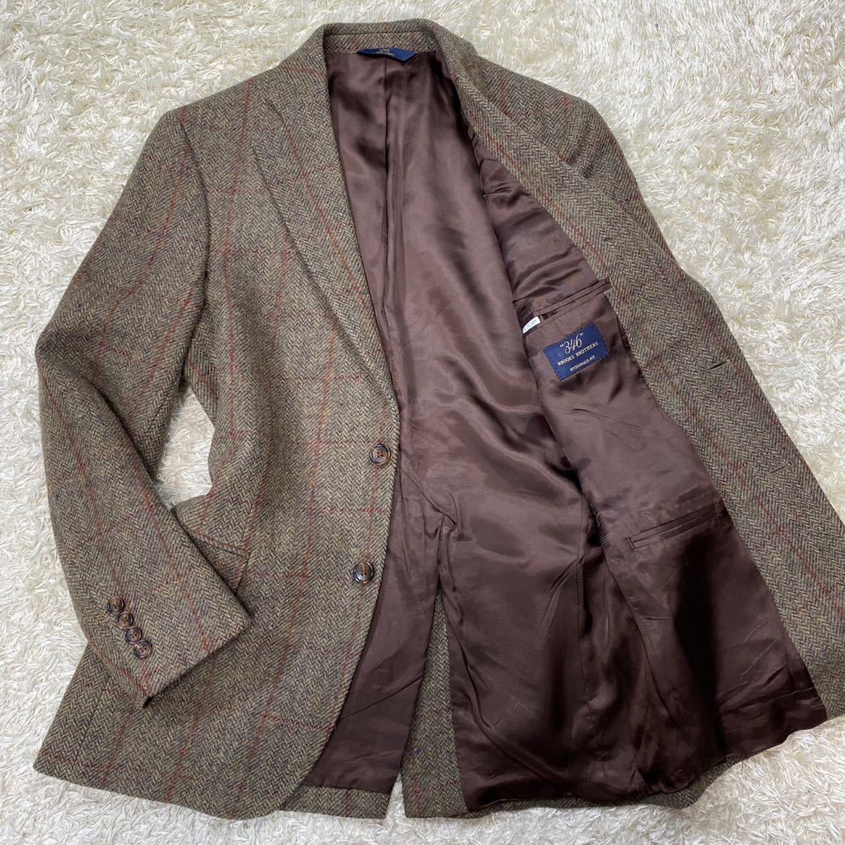 セール，送料無料 ブルックスブラザーズ BROOKS BROTHERS テーラードジャケット ジャケット ツイード チェック 色 オリーブ M位(Mサイズ)｜売買されたオークション情報、yahooの商品情報をアーカイブ公開 - オーク Mサイズ