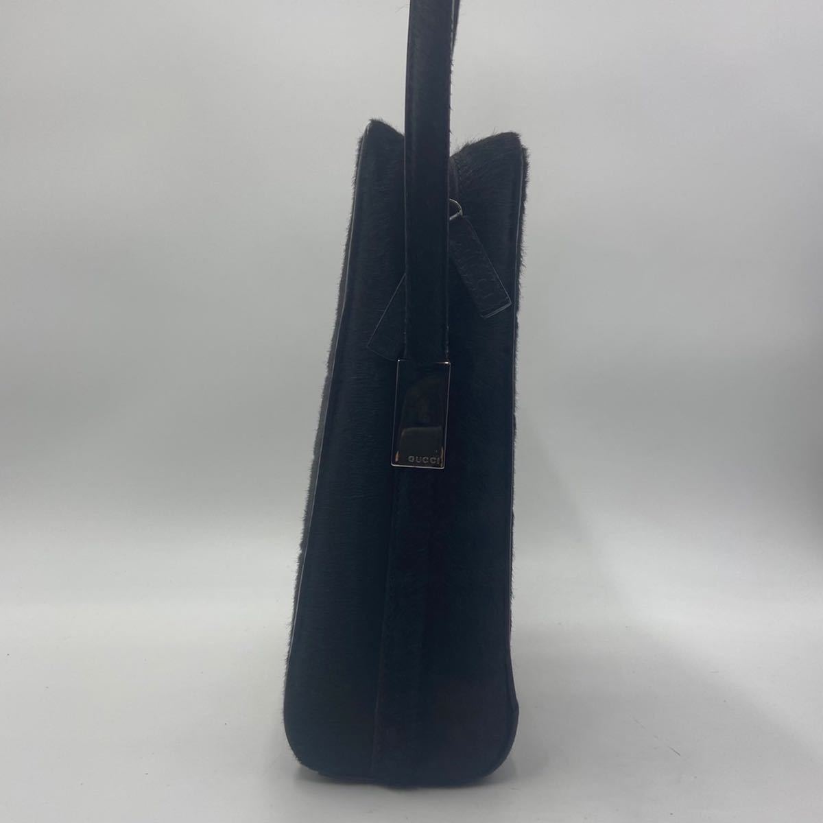 グッチ ハラコ クロコ型押し スクエア ショルダーバッグ レザー