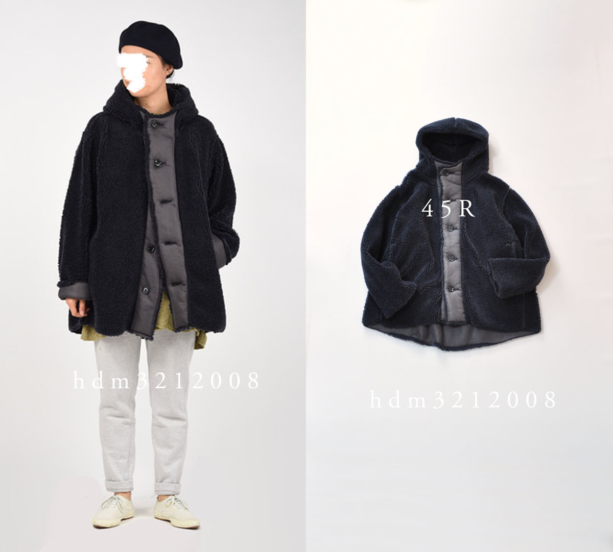 45rpm 45R ボア×ナイロンのフーディ 定価70400 45R⁄45rpm ジャケット 