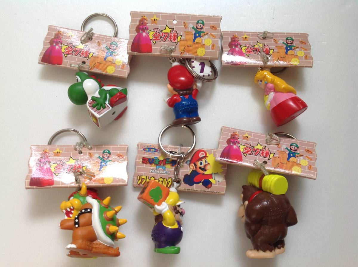 未使用 当時物 ピーチ姫 スーパーマリオパーティ ソフトキーホルダー 当時物『マリオパーティ ソフトキーホルダー』全7種中の6種まとめ