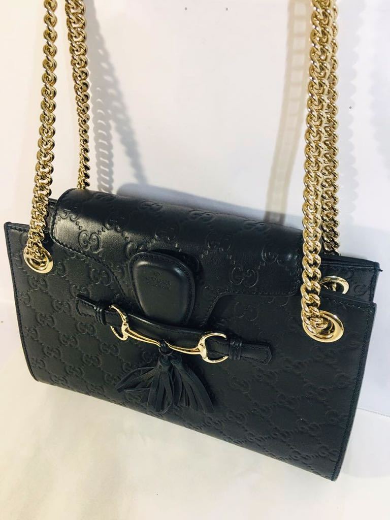 美品 【GUCCI】グッチ チェーンショルダーバッグ GG柄 マイクロシマ 