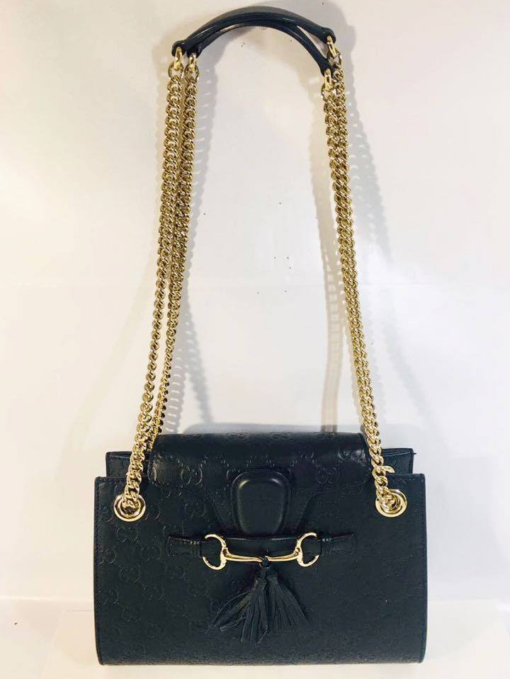 美品 【GUCCI】グッチ チェーンショルダーバッグ GG柄 マイクロシマ 
