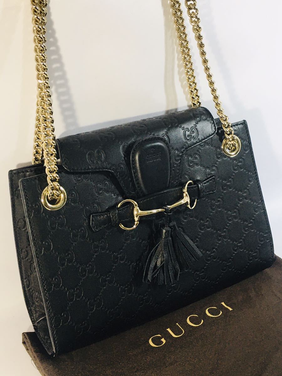 美品 【GUCCI】グッチ チェーンショルダーバッグ GG柄 マイクロシマ 