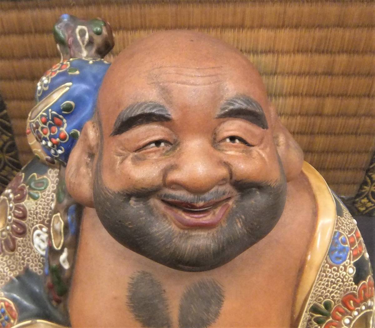 九谷焼 布袋様 七福神 縁起物 置物 布袋尊 骨董 年代物 蔵出し 昭和 レトロ 九谷焼 七福神 布袋様 置物 布袋尊 縁起物 骨董 年代物 布袋像 布袋