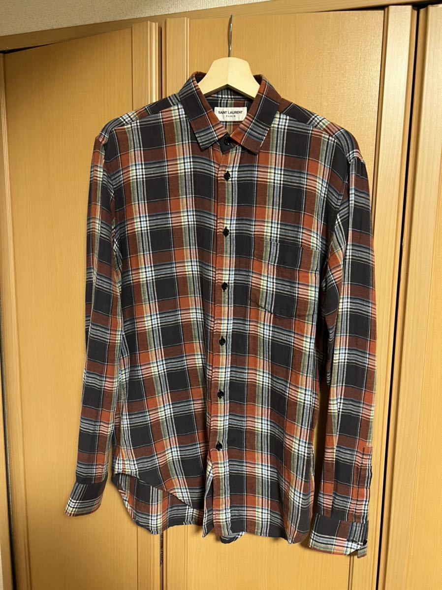 SAINT LAURENT サンローラン チェック 柄 シャツ エディスリマン